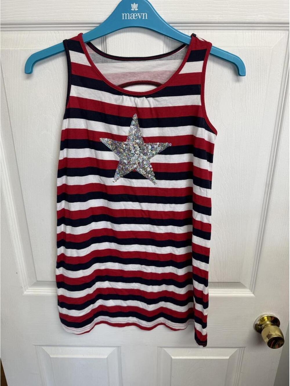 The Children’s Place Girls 7/8 Patriotic Sequin Star Tank Top